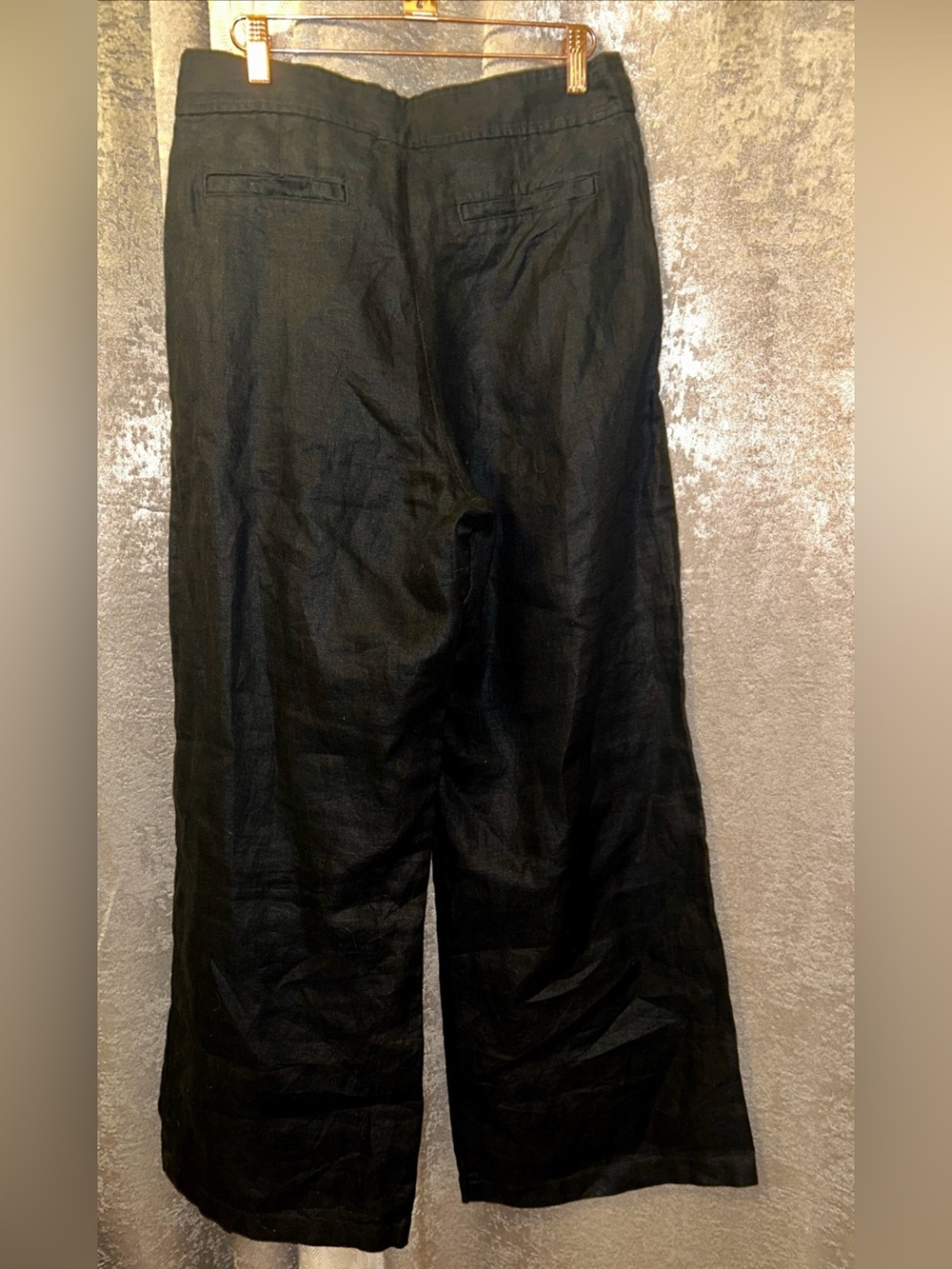 H by Halston Wide Leg Linen Pants Black Lightweight High Rise Quiet Luxury